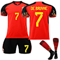 Miniatyrbillede 1 af 3: Belgien Landshold Hjemmebanetrøje 22/23 Fodbold Sæt T-shirts - Perfekt De Bruyne 7 De Bruyne 7 S