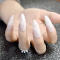 Miniatyrbild 1 av 4: Sharp Extra Long Konstgjorda Naglar Naturlig Marmordesign Kit Färdiga Nagelkonsttoppar DIY Falska Faux Ongles för Damdekoration Z750