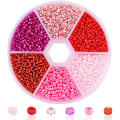 Pikkukuva 1 / 7: Sekaväriset lasihelmet - Mini Rocailles -helmisarja DIY-askarteluun PINK