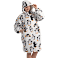 Miniatyrbillede 1 af 6: Damejakke, Frakke, Sweatshirt, Hoodie, Casual, Bomber, Tyk Fleece, Lynlås, Cardigan, Bærbar Filt Bandage Pingv Pingvin One size