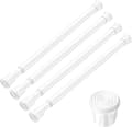4 Small Spring Tension Curtain Rods 30 to 50 cm, Mini DIY Tension Rods Without Drilling for Narrow Window Side Lights, White