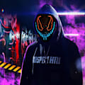 Pikkukuva 1 / 7: Halloween LED-naamio, LED-luurankonaamio, LED-puhdistusnaamiot, kauhunaamio, halloween-naamio, karnevaaliin, halloweeniin, cosplayhin ja juhliin Xb