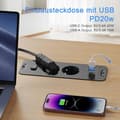 Miniatyrbillede 4 af 5: 2-vejs udtrækkelig - 2-vejs med 2 USB, bordstik med 2 USB C, 2 afbrydere, 2 M kabel sort 2-dobbelt udtræk sort 2-dobbelt udtræk, sort black 2-fold withdrawal,black