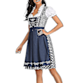 Pikkukuva 2 / 4: Uusi naisten dirndl - Baijerin naisten perinteinen mekko - oluttyttömekko - pusero - esiliina - harmaa-sininen Grå Blå S
