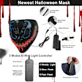 Pikkukuva 4 / 7: Halloween LED-naamio, LED-luurankonaamio, LED-puhdistusnaamiot, kauhunaamio, halloween-naamio, karnevaaliin, halloweeniin, cosplayhin ja juhliin Xc
