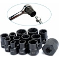 Miniatyrbilde 4 av 5: 13 stk. Twist Socket Sett, 9,5 mm Skadet Boltuttrekker, Håndtak Mutteruttrekker Socket Sett for Fjerning av Låsehjulsmuttere