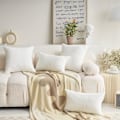 Miniatyrbilde 3 av 5: IC Svankkuddar for sofa Soverom Sett med 2 myke stripete samme avlange dekorative hvite puter, 12x20 tommer, hvit
