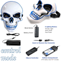 Pikkukuva 4 / 7: Halloween LED-naamio, LED-luurankonaamio, LED-puhdistusnaamiot, kauhunaamio, halloween-naamio, karnevaaliin, halloweeniin, cosplayhin ja juhliin Blue
