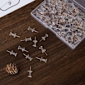 Miniatyrbillede 4 af 5: 100 stk. klare plastik tryknåle med hoved, rosaguld tryknåle, væg tryknåle, korkplade tryknåle, I-formet nål til opslagstavle, markør