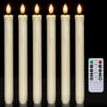 6-pack Battery Operated LED Candles with Remote Control and Timer, Real Wax, Flickering Warm White Light D