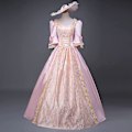 Miniatyrbillede 3 af 5: Kvinders kjole Plus Size middelalderlige bal kjoler kostumer til kvinder victoriansk kjole scene spil D-Pink D-Pink M