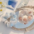 Miniatyrbillede 3 af 5: 2 stk. broderede tylblomster-hårskrunchies vintage hårskrunchies til piger og kvinder (pink, blå)