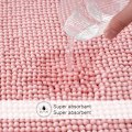 Miniatyrbillede 3 af 5: Skridsikker Chenille Bademåtte Super Absorberende og Maskinvaskbar til Badeværelse, Brusebad, Badekar eller som Toiletmåtte Pink - 40x60 cm