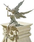 Fehave-statue i harpiks til udendørs terrasse, skulptur til have, græsplæne, springvand, baghaveindretning 16 x 13,5 x 12,7 cm