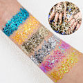 Miniatyrbild 1 av 4: Gränsöverskridande heta paljettgel glitterpulver sjöjungfru limfri patch barnföreställning nattklubb scen smink makeup 12 color box set-09