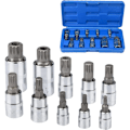 Miniatyrbilde 1 av 5: 10 stk. M4 - M18 Torx Spline Bit Socket Sett - Trippel Firkant Socket Sett med Oppbevaringskoffert