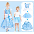 Pikkukuva 4 / 7: Tyttöjen Prinsessapuku 6 osaa Prinsessamekko Paita Hame Asusteet Halloween Karnevaali Juhliin Syntymäpäiville 3-12 vuotta 7-8 Jahre