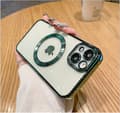 Transparent Magnetiskt Telefonskal för iPhone 14 13 12 11 Mini Pro Max Plus med MagSafe G Green iPhone 11 Pro