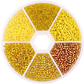 Pikkukuva 2 / 7: Sekaväriset lasihelmet - Mini Rocailles -helmisarja DIY-askarteluun YELLOW