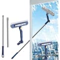 2-in-1 Extendable Window Cleaner - 120 cm Telescopic Squeegee & Scrubber, Rotating Head for Windows, Mirrors & Showers - Blue