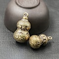 Miniatyrbilde 5 av 5: IC Antikk kalebassklokke i massiv messing Miniatyrfigurer Retro kobber A2