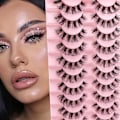 Miniatyrbilde 2 av 5: Russiske Strip Lashes DD Curl Falske Øyenvipper Fluffy Wispy Faux Mink Lashes 10 Par Pakke (D09)