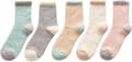 Mjuka varma vintertofflor för kvinnor, 5 par, fluffiga supermjuka sovsockor