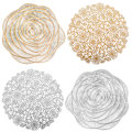 Miniatyrbilde 6 av 8: Rose blomster brikke isolasjonspute lett luksus varm stempling coaster myk dekorativ bordmatte fest tallerkenmatte Placemat 38cm Gold 2pcs