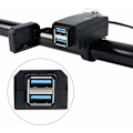 Miniatyrbilde 1 av 5: Motorsykkel Lader 2 USB Porter Socket Adapter Hurtiglading 3.0 12-24v USB Mobiltelefon Strømlader med Bryter for Motorsykler Sykler etc.