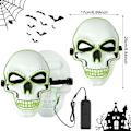 Pikkukuva 2 / 7: Halloween LED-naamio, LED-luurankonaamio, LED-puhdistusnaamiot, kauhunaamio, halloween-naamio, karnevaaliin, halloweeniin, cosplayhin ja juhliin Green