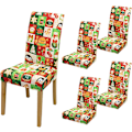 Miniatyrbild 1 av 8: 4/6-pack Julstolsöverdrag, 17,7 tum Stretch Matstolsöverdrag, Julgransdekoration 4pcs #-3