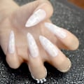 Miniatyrbild 2 av 4: Sharp Extra Long Konstgjorda Naglar Naturlig Marmordesign Kit Färdiga Nagelkonsttoppar DIY Falska Faux Ongles för Damdekoration Z750
