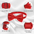 Miniatyrbild 3 av 7: Herr Bow Tie, Klassisk enfärgad slips Bow Tie för män, Satin Tux Bow Tie, Justerbar formell Bow Tie för fest, bröllop 3pcs-Large RED