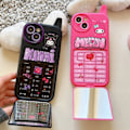 Miniatyrbild 2 av 5: IC Tecknat Fodral för iPhone 12 Pro, Retro Kawaii Sött mobilskal med sminkspegel Mjukt Stötsäkert TPU-skydd för flickor Barn Tonåringar (rosa)