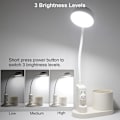 Miniatyrbilde 3 av 5: Skrivebordslampe for barn, studielampe med pennholder, automatisk fargeskiftende nattbordslampe, dimbar oppladbar LED-leselampe for barn (hvit)
