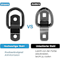 Miniatyrbillede 3 af 4: Sæt med 6 surringsringe med skruer og beslag - D-træk surringskrog - sort rustfrit stål surringsring - fastgørelsesring til trailere, biler, lastbiler