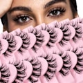Miniatyrbilde 1 av 5: Russiske Strip Lashes DD Curl Falske Øyenvipper Fluffy Wispy Faux Mink Lashes 10 Par Pakke (D09)