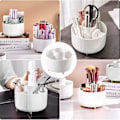 Miniatyrbillede 5 af 5: 360 roterende makeup-arrangør - Makeup børsteholder med 5 rum til kosmetik smykker til toiletbord soveværelse kontorartikler opbevaring