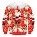 Miniatyrbilde 6 av 9: Julegenser for kvinner, langermet genser, juledesign Rund hals Juletrær Round Neck Christmas Tree L