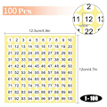 Pikkukuva 3 / 5: 100 arkin numerotarratarrat 1-100 numeroa pyöreät tarrat