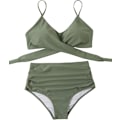 Miniatyrbild 2 av 5: Kvinnors höga midjebandage bikini set wrap tvådelad push up S