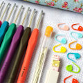 Miniatyrbild 3 av 5: 45-delars virkningsset med nålar, markörer, måttband - Knitting Kit Multicolor multifärg