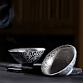 Miniatyrbild 5 av 5: IC Handgjord Silver Tekopp Stil Keramisk Tekopp Teskål Emalj A1