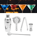 Miniatyrbillede 6 af 8: 5-delt cocktailmixersæt i rustfrit stål 750 ml cocktailshaker ske målejigger klemme og si til bar