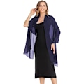 Miniatyrbilde 4 av 4: Marineblå kvelds-sjal og sjal i gjennomsiktig chiffon, elegant myk silke