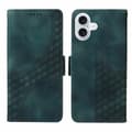 Kompatibelt med iPhone 17 Läderfodral Plånbok Rombskt Präglat Telefonfodral Ställ med Rem Green