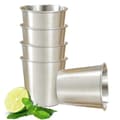 Drickskoppar i rostfritt stål, set om 5, stapelbara ölglas i borstad metall för resor, camping, hem, silver 300 ml 300ML