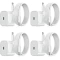 iPhone Lader - Hurtiglader - Adapter + Kabel 20W USB-C Hvit 4Pcs