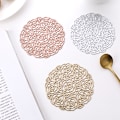 Miniatyrbilde 8 av 8: Rose blomster brikke isolasjonspute lett luksus varm stempling coaster myk dekorativ bordmatte fest tallerkenmatte Placemat 38cm Gold 2pcs