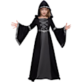 Pikkukuva 1 / 7: Musta naamioasu tytöille, satu-noita-asu Halloween-roolileikkijuhliin - L (10-12 vuotta) Medium(8-10 yr)
